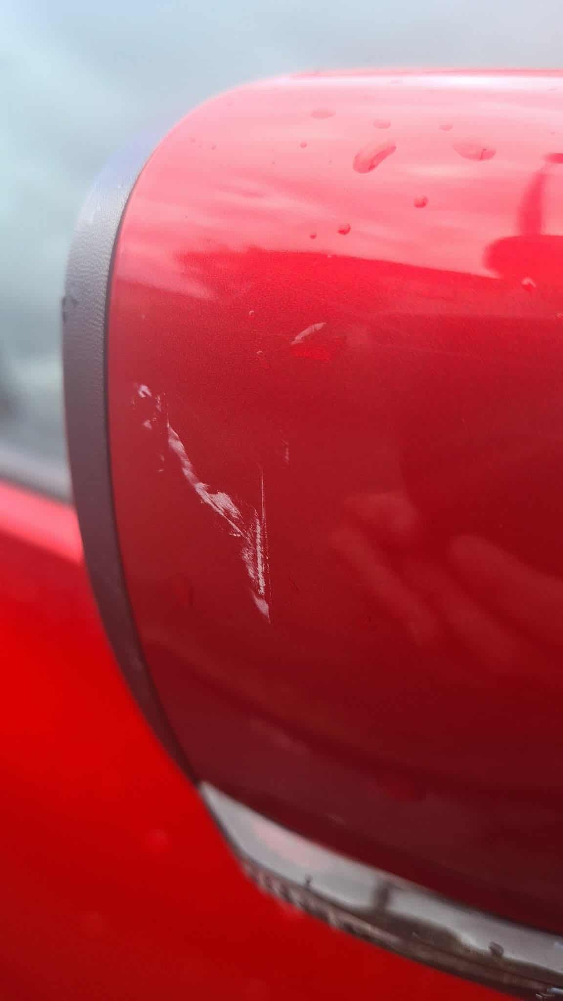 Paint scratches before correction
